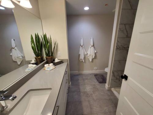 a bathroom with a sink and a mirror at Red Rock Suite - Castle Rock Condos in Richfield