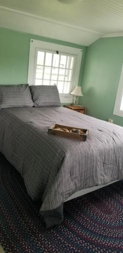 a bedroom with a large bed with a window at Sunshine in Gouldsboro