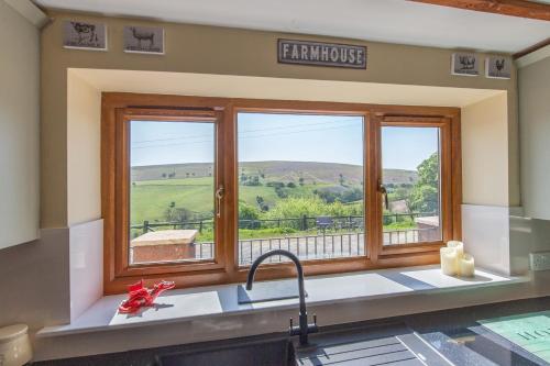 FelindreにあるMaesgwynのキッチン(シンク付)、景色を望む窓が備わります。