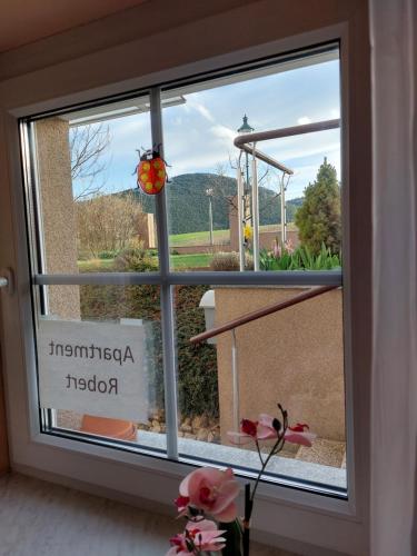 a window with a view of a tucson hospital at Apartment Robert in Maiersdorf