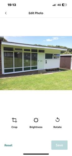 a collage of two pictures of a building at Chalet 77, Kings Chalet park,Cromer,North Norfolk. in Cromer