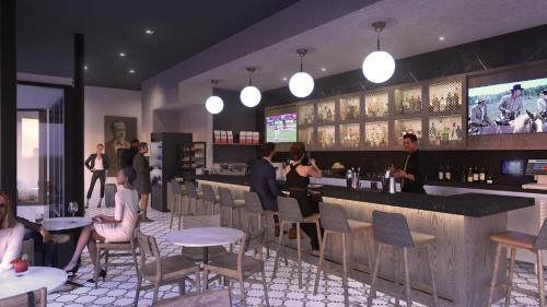 a rendering of a restaurant with people sitting at a bar at The Rathbone Hotel in Montrose