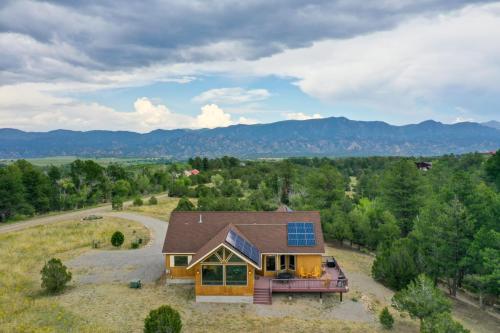 an overhead view of a house with a solar roof at The Fox Den 360 Mtn View and On-Site Hiking! in Nathrop