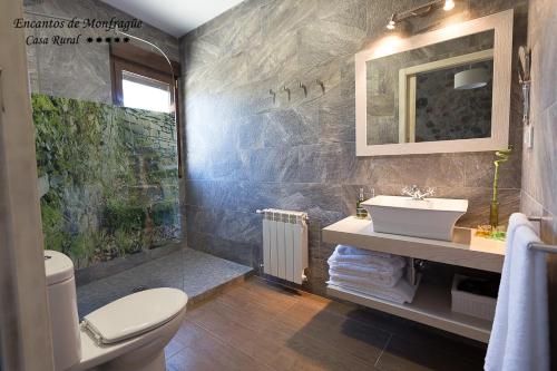 łazienka z umywalką i toaletą w obiekcie Encantos De Monfragüe w mieście Malpartida de Plasencia