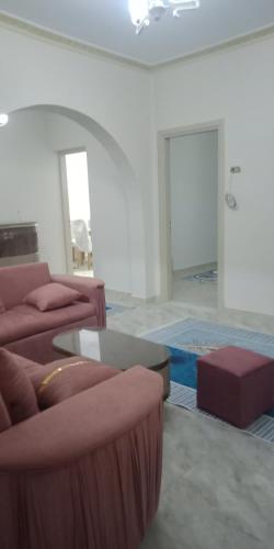 a living room with two couches and a table at شقه امام كلية الطب in Alexandria