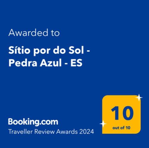 Πιστοποιητικό, βραβείο, πινακίδα ή έγγραφο που προβάλλεται στο Sítio por do Sol - Pedra Azul - ES