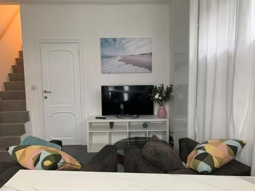 Μια τηλεόραση ή/και κέντρο ψυχαγωγίας στο Appartement séparé avec parking dans villa