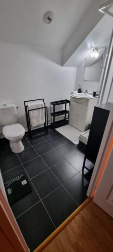 ein Bad mit einem WC und einem Waschbecken in der Unterkunft Accès rapide 10' de Disney & 30' de Paris - Proche gare & bus in Esbly