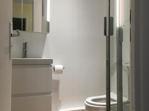 a bathroom with a toilet and a sink and a mirror at Appartement Les Arcs 1800, 3 pièces, 6 personnes - FR-1-346-571 in Bourg-Saint-Maurice
