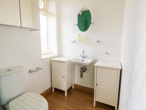 a bathroom with a sink and a toilet and a mirror at Cedar Street in Chesterfield