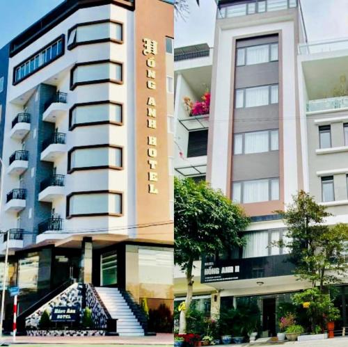a building with a hotel sign in front of it at Hồng Anh 2 Hotel in Ha Long