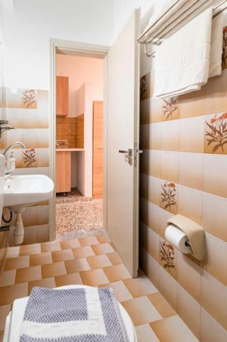 a bathroom with a sink and a toilet at Garden Studios N3 in Archangelos