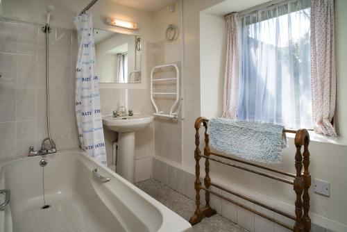 a bathroom with a tub and a sink at Cnwc Y Bran St Nicholas in Saint Nicholas