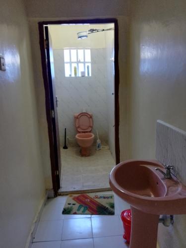 y baño con aseo y lavamanos. en 1bedroom milimani, Nakuru, en Nakuru