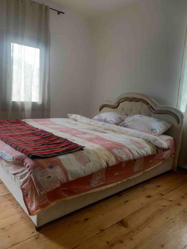 a bed in a bedroom with a wooden floor at Ethno guesthouse Tara in Mojkovac