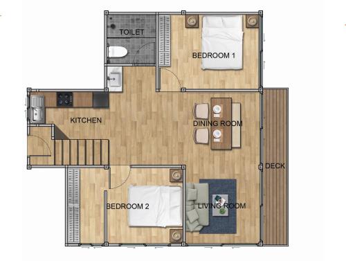 a floor plan of a bedroom and a living room at Ozone Hill Panoramic Residence Thong Nai Pan Beach in Thong Nai Pan Noi