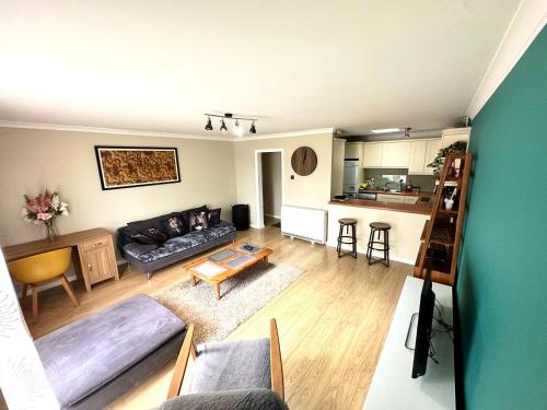 an overhead view of a living room and kitchen at Heart of Windsor in Windsor