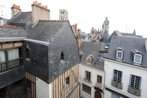 uitzicht op de daken van gebouwen in een stad bij Charmant Studio authentique#Tours#PlacePlumereau in Tours