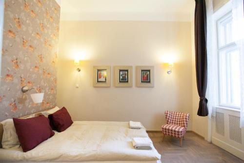 En eller flere senge i et værelse på Elisabeth apartment