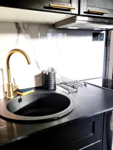 un comptoir de cuisine avec un évier dans une cuisine dans l'établissement Cosy & chic - Eiffel Tower, à Paris