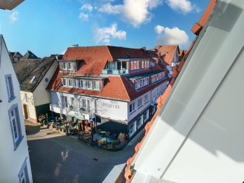 an aerial view of a city with buildings at Boutique Hotel in Bad Salzuflen