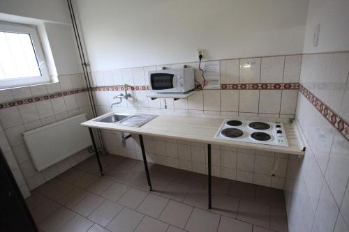 A kitchen or kitchenette at Hostel Strahov