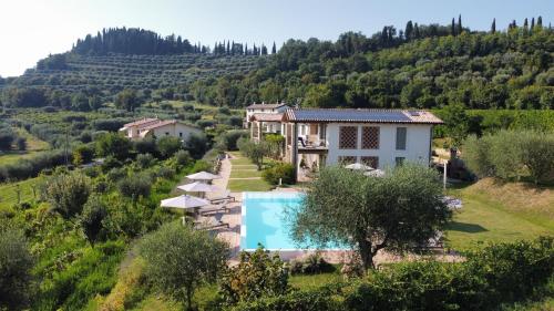 an image of a villa with a swimming pool in a vineyard at Casa Olivi Apartments in Bardolino