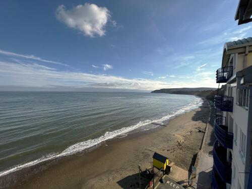 a view of a beach with the ocean at Belle Vue in Sandown