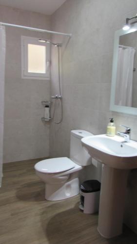 een badkamer met toilet en wastafel bij Villa en Sa Roca in Es Mercadal