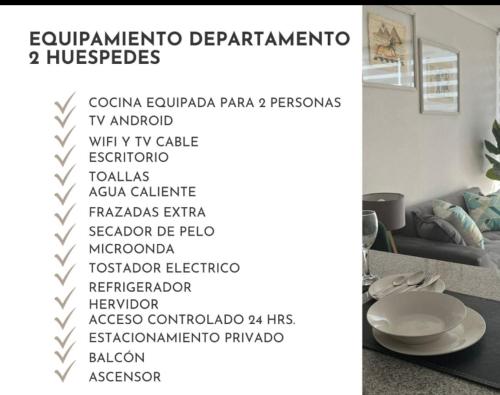 a screenshot of a menu for a living room at Departamento en Avda. Colón Talcahuano in Talcahuano