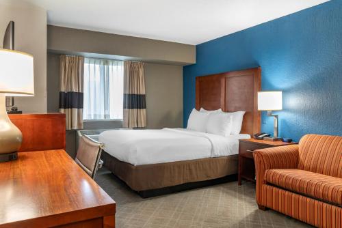 een hotelkamer met een bed en een bank bij Comfort Inn University in Amherst