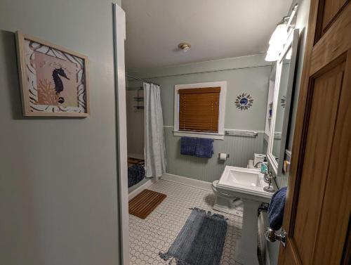 a bathroom with a sink and a toilet at Acadia Park Suites Condo in Southwest Harbor