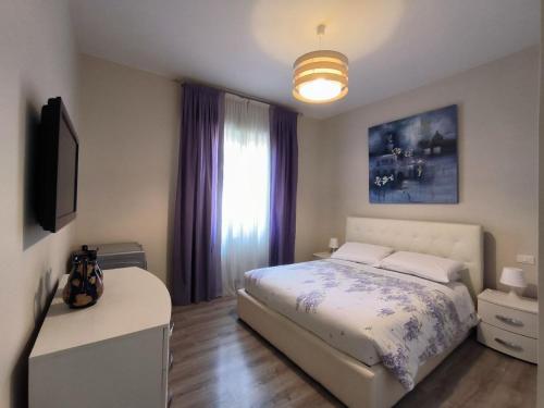 a bedroom with a bed and a television in it at Appartamento Maggi in Brescia