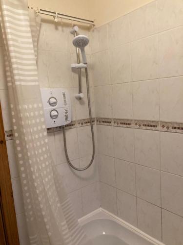 a shower with a shower head in a bathroom at Ember in Ballygerry