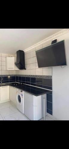 une cuisine avec une machine à laver et un lave-vaisselle dans l'établissement Escapade cosy proche Vienne, à Chasse-sur-Rhône