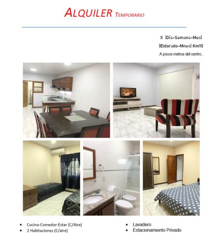 un collage de cuatro fotos de una habitación en Argerich en Eldorado