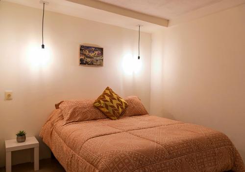 Xochi Calli في Nogales: غرفة نوم عليها سرير ووسادتين