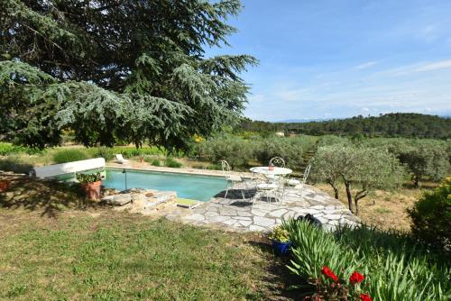 - une piscine dans une cour avec un jardin dans l'établissement Villa Paradis, à Saint Antonin du Var