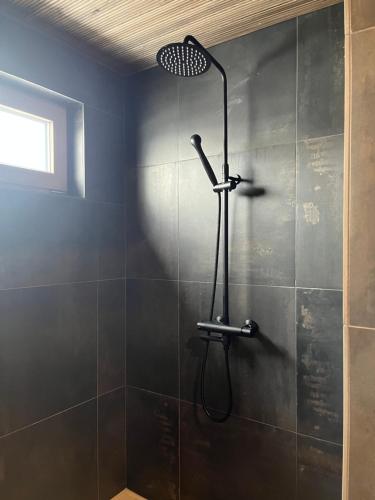 eine Dusche mit Duschkopf im Bad in der Unterkunft Naali in Kilpisjärvi