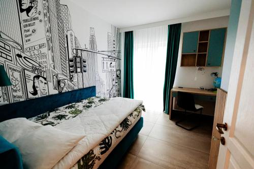 En eller flere senge i et værelse på Park View Apartment 1