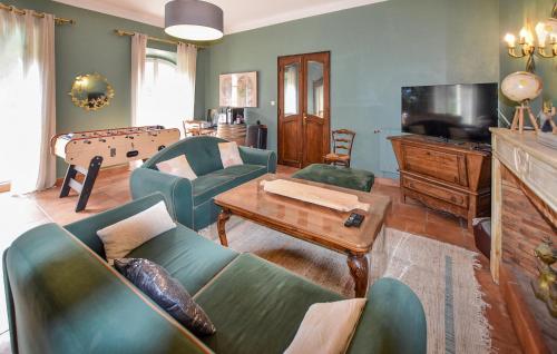 un salon avec un canapé et une télévision dans l'établissement Nice Home In Entraigues-Sur-La-Sorg, à Entraigues-sur-la-Sorgue