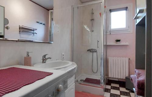 La salle de bains est pourvue d'un lavabo et d'une douche. dans l'établissement 2 Bedroom Stunning Apartment In Saint-aubin-le-cauf, à Saint-Aubin-le-Cauf