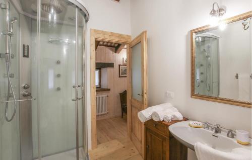 een badkamer met een douche en een wastafel bij Cozy Home In Biacis With Wifi 