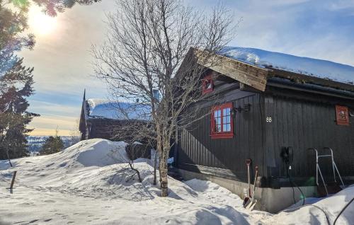 a cabin with a tree in the snow at 6 Bedroom Lovely Home In Treungen in Fjone