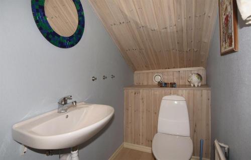 a bathroom with a sink and a toilet at Nice Home In Alingss With Lake View in Alingsås