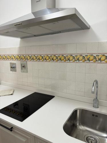 a kitchen with a sink and a microwave at Castello Vicchiomaggio in Greve in Chianti