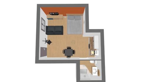 plan piętra małego apartamentu w obiekcie Le Refuge Incas w mieście Saint-Florent-sur-Cher