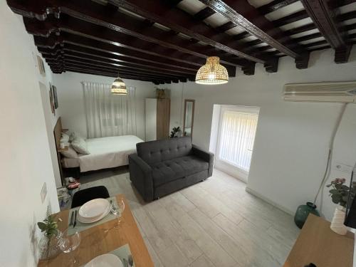 a living room with a couch and a bed at Apartamento Jerez Centro San Miguel in Jerez de la Frontera