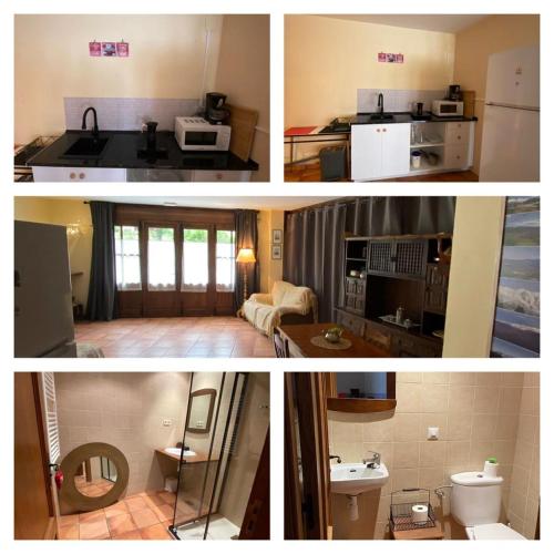 a series of four pictures of a kitchen and a bathroom at Casa Rural Era de Ferro in Erill la Vall