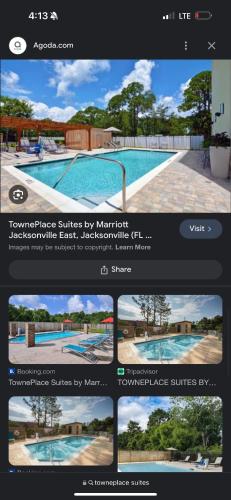 a screenshot of a website for a swimming pool at TownePlace Suites Jacksonville Airport in Jacksonville